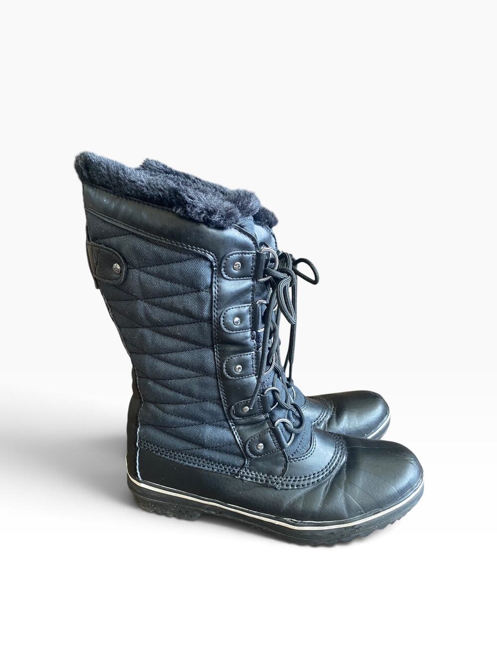 JBU by Jambu Lorna Black Winter Snow Duck Boots Women’s 8.5 Faux Fur Waterproof